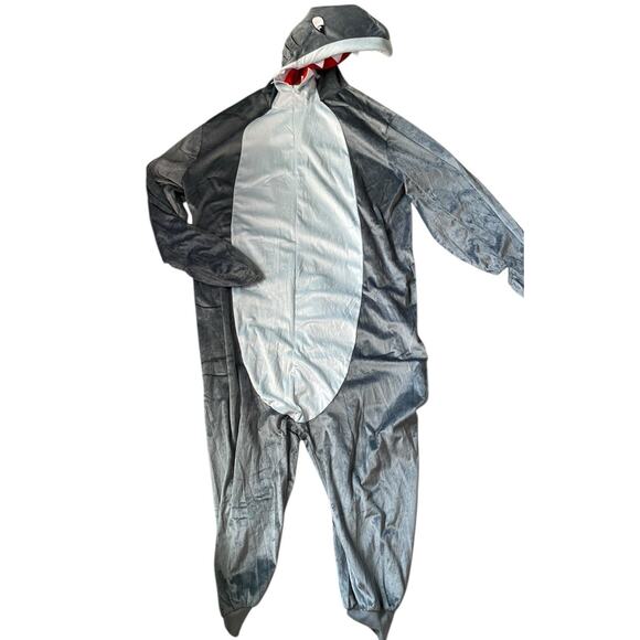 Shark Costume Adult L XL Spirit Halloween Plush One Piece Full Zip Up Jumpsuit - Picture 4 of 10